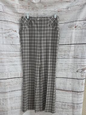 Cato Gray Windowpane Wide-Leg Pants